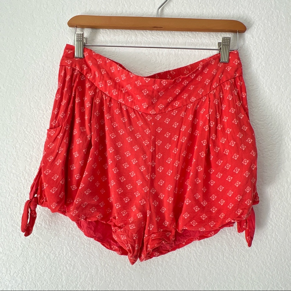 Free People Reddish Orange Side Tie Shorts Size Small